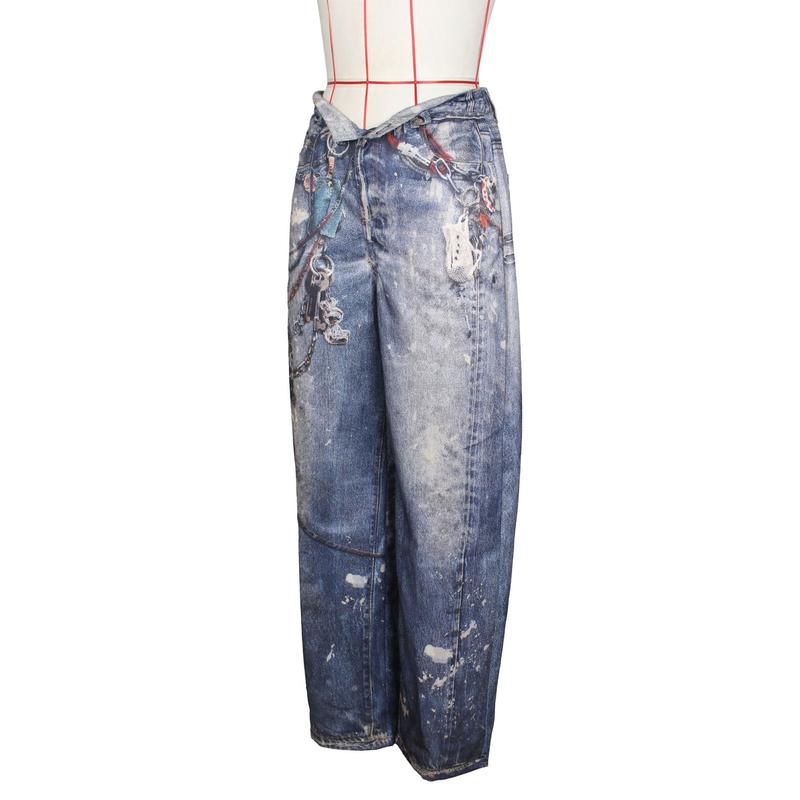 Product Introduction of Leosoxs Women Denim Pants Spring Casual Leather 3D Printed Wide Leg Pants Streetwear Lady Loose Straight-Leg Jeans Trousers 9