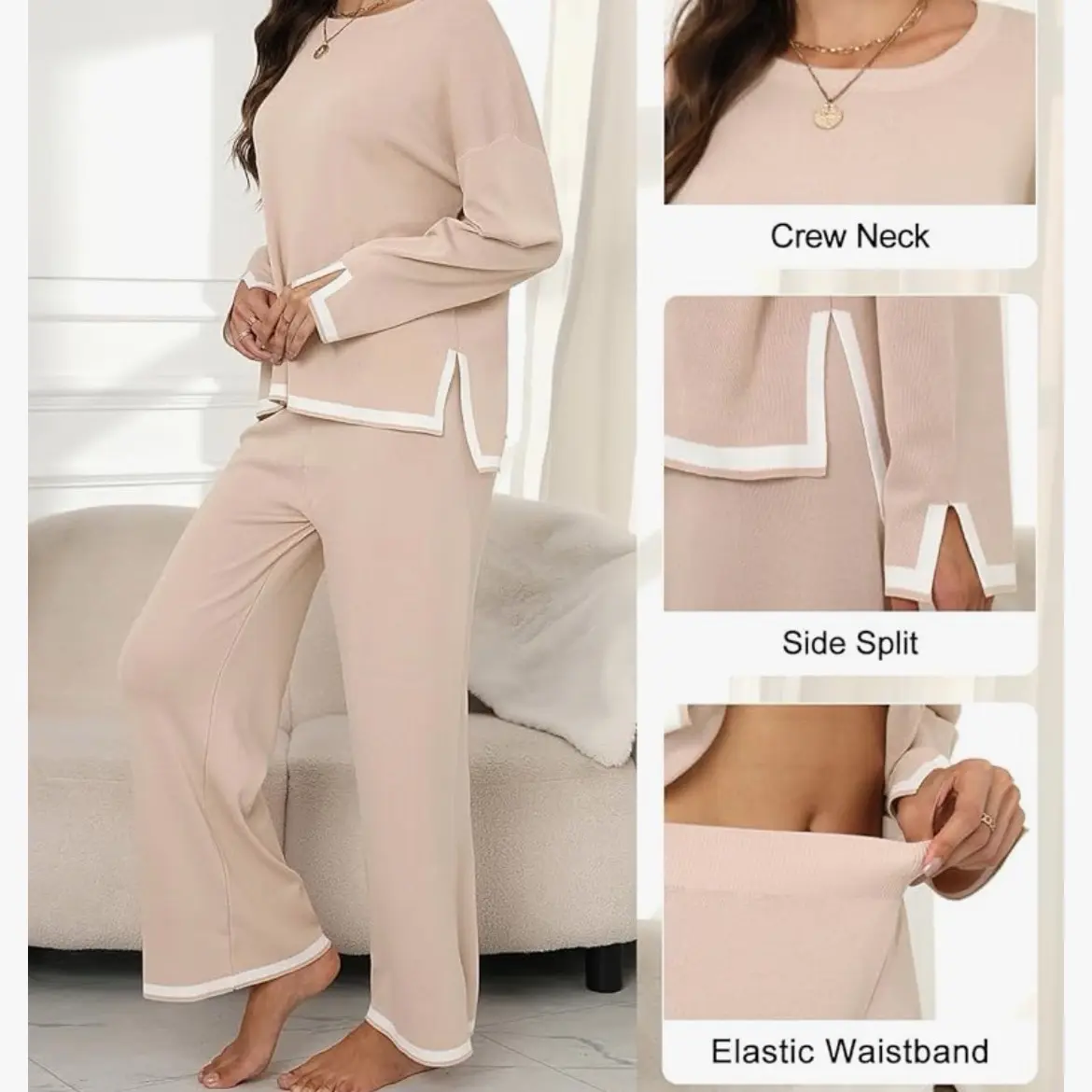 Women elegant  2 piece long co-ord sets. Long sleeves pullover.