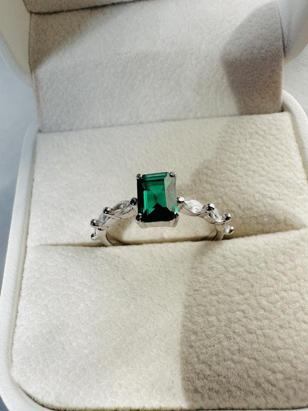 Emerald Santorini Sway Sterling Silver Ring 2