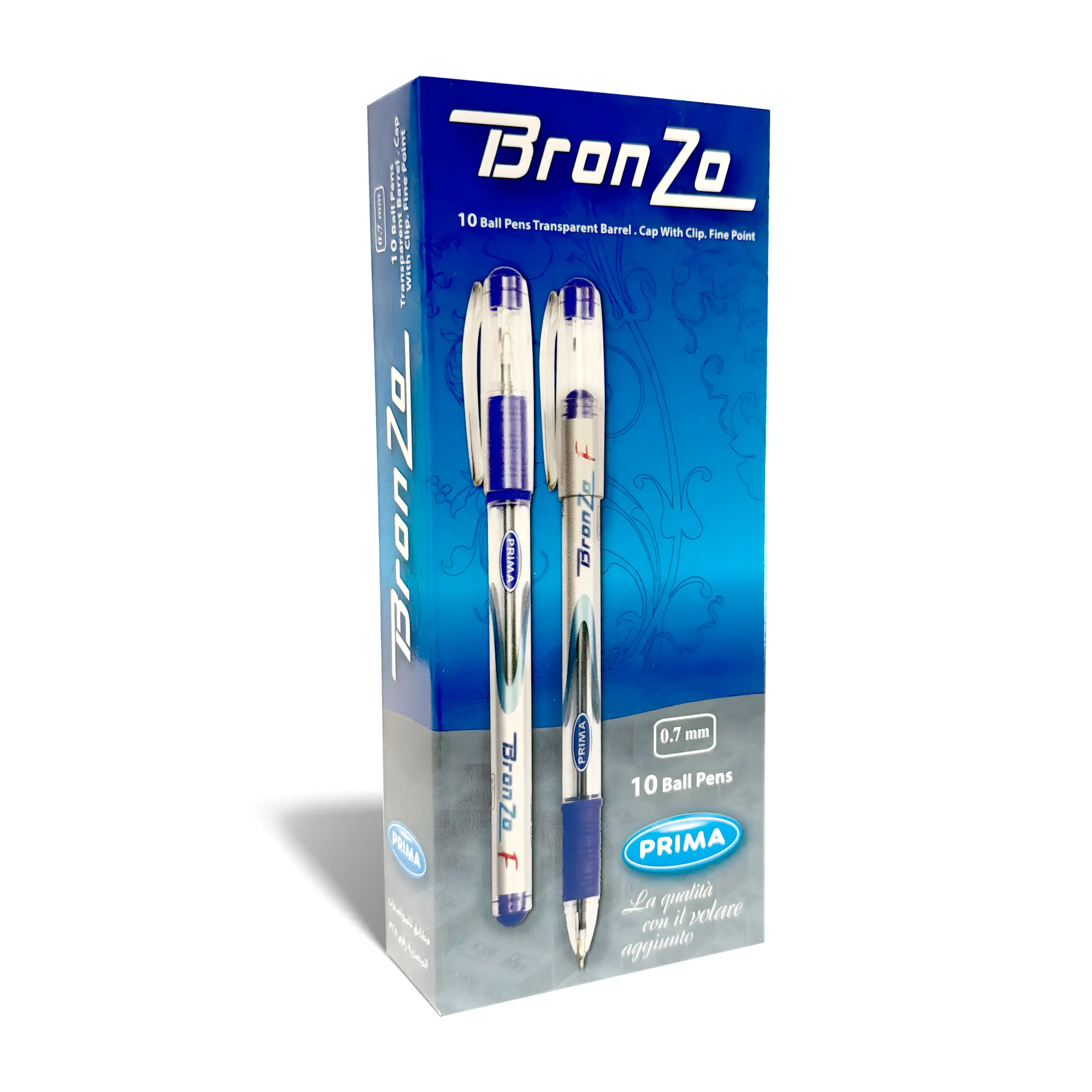 Prima Bronzo Ballpoint Pen – Fine Tip for Crisp, Smooth Writing, Blue or Black, Pack of 10