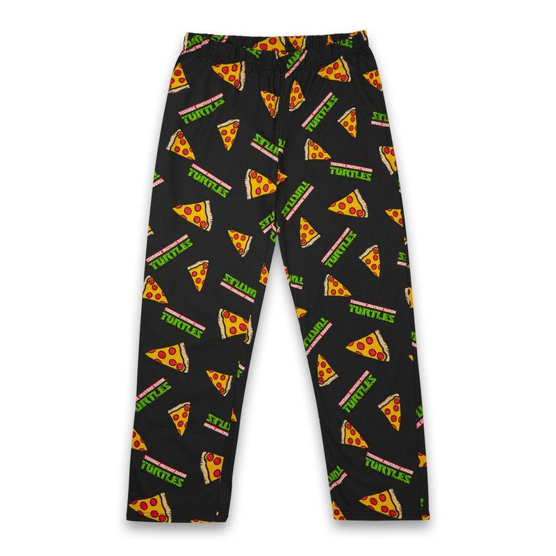 Vanilla Underground x Teenage Mutant Ninja Turtles Mens Black Pizza Short Sleeve Long Leg Pyjama Set 1