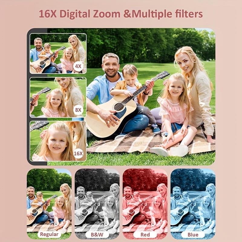 Upgraded Digital Camera, Auto Focus 50 Megapixel FHD 1080P Kids Camera with 16x Zoom Anti-Shake, Compact Camera for Kids Students Children Girls Boys, Kids Camera with 32GB SD Card 3