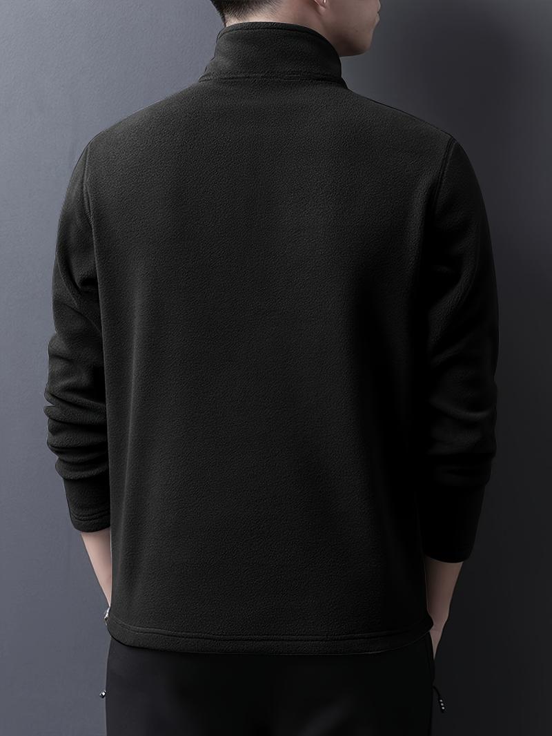Product Introduction of Autumn & Winter Men's Fleece Henley Shirt, Stand Collar Half Zip Long Sleeve Pullover Top, Male's Classic Fashion, Outdoor Cloth 16