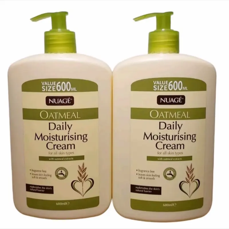 Two Nuage Oatmeal Daily Moisturising Cream for All Skin Types - 600ml Fragrance Free, Gentle & Nourishing Body Care Lotion - Comfort, Moisturizer 1