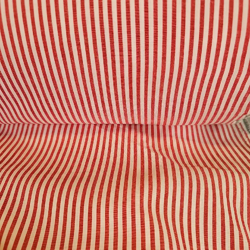 Polycotton printed shirts fabric 150cm 60inch wide parrten strips design colours white red shade 4