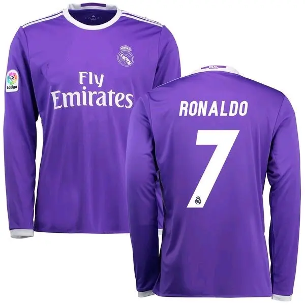 Cristiano Ronaldo Real Madrid 2017 Retro Shirt with Badges long sleeve Large Size 0