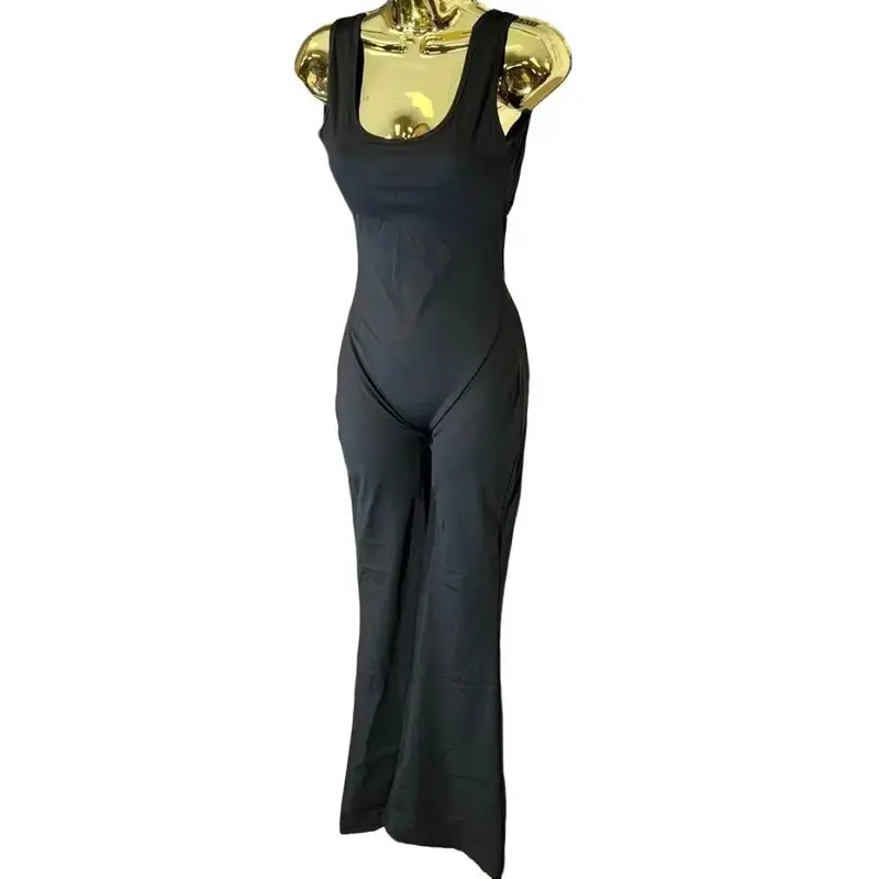 Women's Jumpsuit Seamless Scoop Neck Bell Bottom , Jumpsuits for Women Back to School Backless Flare Leg Tank Sports Womenswear Overalls Underwear Sleeveless Comfort Basic Minimalist poster girl 3