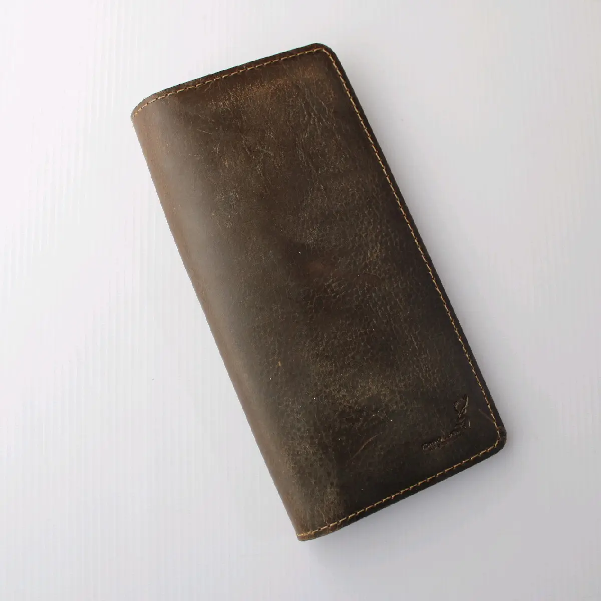 Genuine Leather Long Card & Cash Wallet with Zip Pocket, Brown