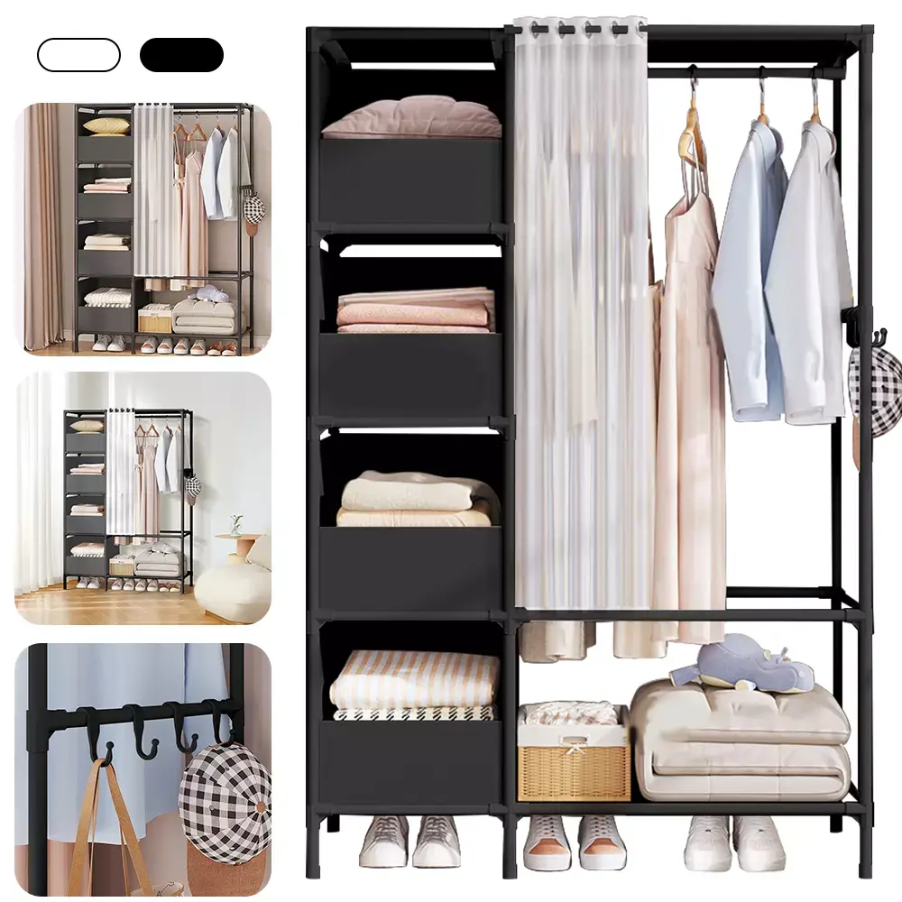 Metal Clothes Rails Storage Garment Shelf Heavy Duty Hanging Rack Display Stand Organiser - Hangable