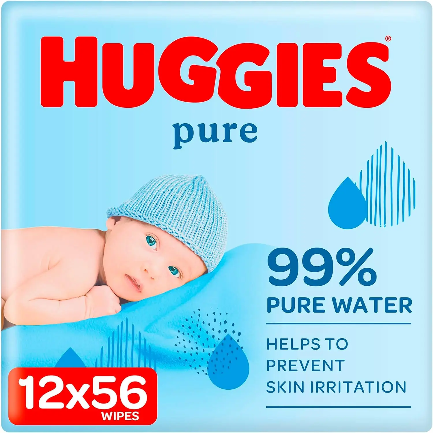 Baby Wipes, 12 Packs (672 Wipes Total) - Natural Wet Wipes for Sensitive Skin - 99 Percent Pure Water - Fragrance Free to Clean and Protect