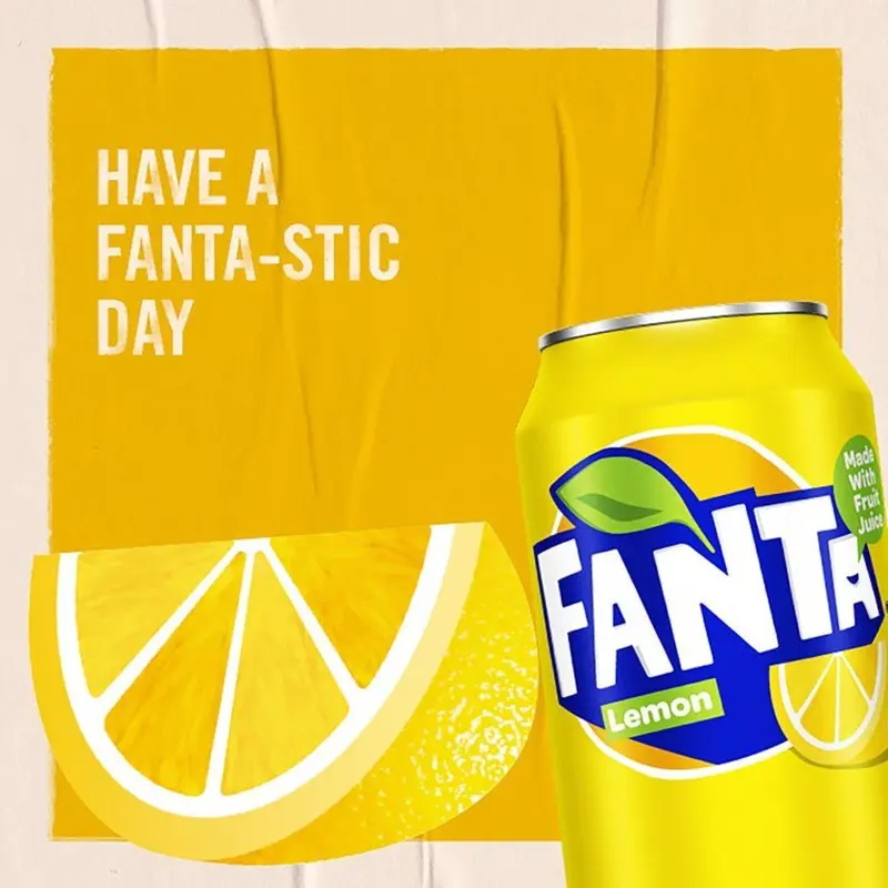 48X Fanta Lemon Flavoured Can 330ML - Made in GB Sparkling Soft Drink Beverage Bulk buy option for Free Shipping 5