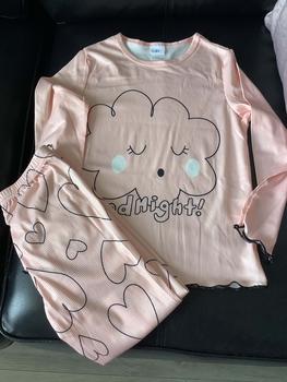 Product Review of Toddler Girl's Contrast Binding Lettuce Trim Tee & Pants Two-piece Set, Cute Casual Cartoon Cloud Print Long Sleeve Top & Heart Print Elastic Waist Trousers for Spring & Fall, Kids Clothes for Daily Wear from 🪬** N**i B**r 🌸** 0