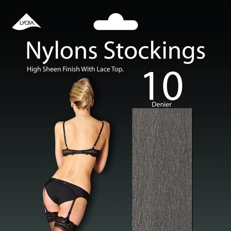 Luxury 10 Denier Nylon Lace Top Sheer Stockings DGL Lux 1