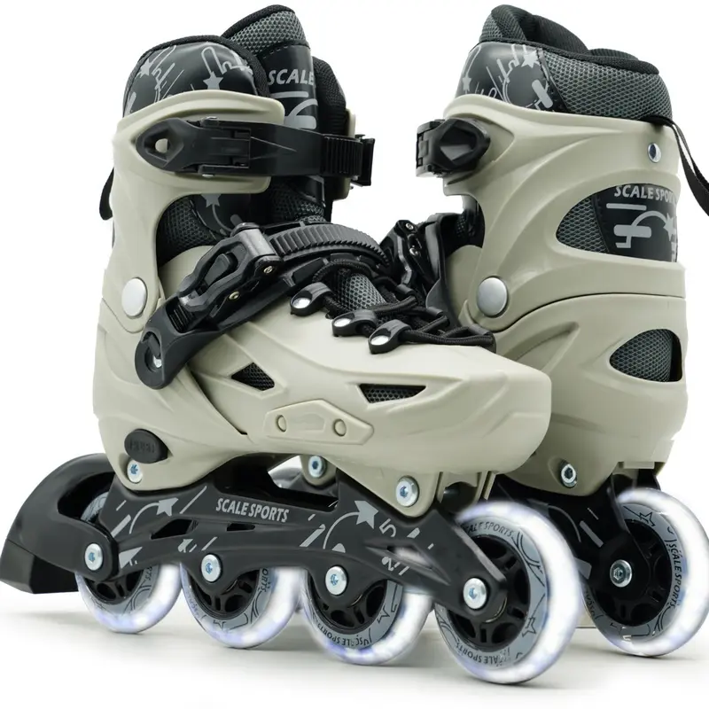 Scale Sports - Adjustuble Roller Skates with light up wheels for children and adults - Kids Inline Roller boots with storage bag for toddler, Roller blades for girls, boys, professional and beginner. 2