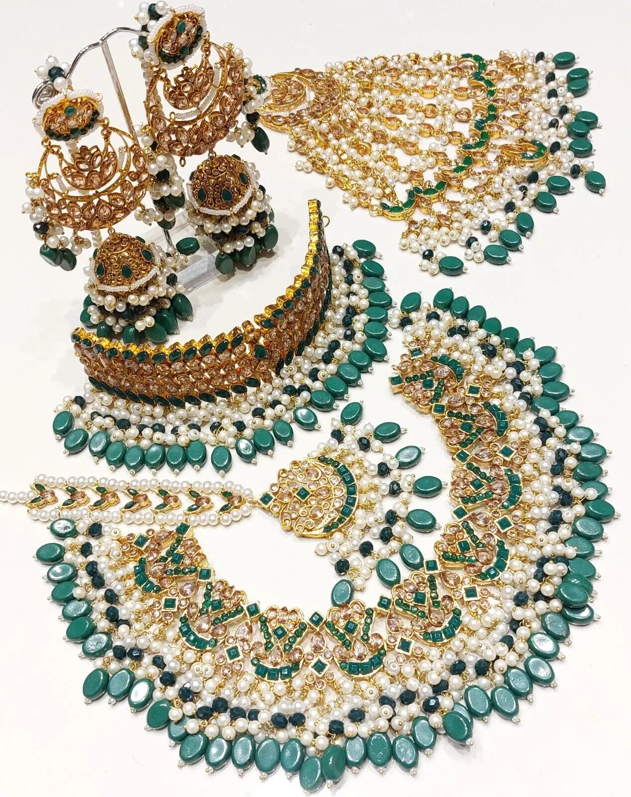 New Indian Pakistani Jewellery Bollywood Style Bridal Kundan Jewellery Choker Earrings Tikka Set