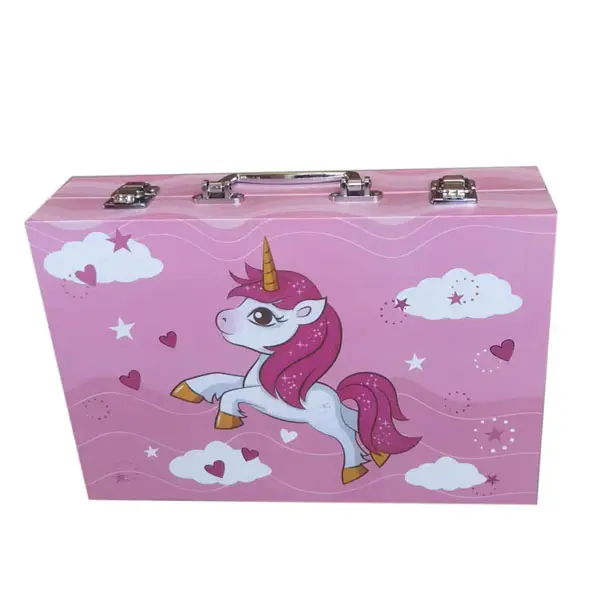Art Supply Box Coloring Set Drawing Painting Sketching Colorings Kids Set All in 1 Art Case Perfect for Kids with Pink Unicorn Rainbow different color pens