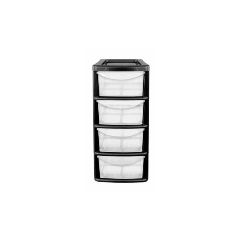 4 Drawer Small Black Plastic Storage Unit Organiser Boxes for Decor  Tools 0