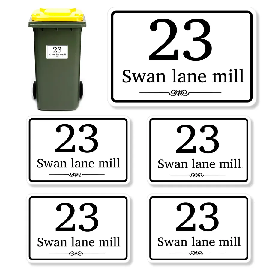 Papa Prints Pack of 4 Wheelie Bin Stickers Numbers (150 x 100mm), for Wheelie Bins
