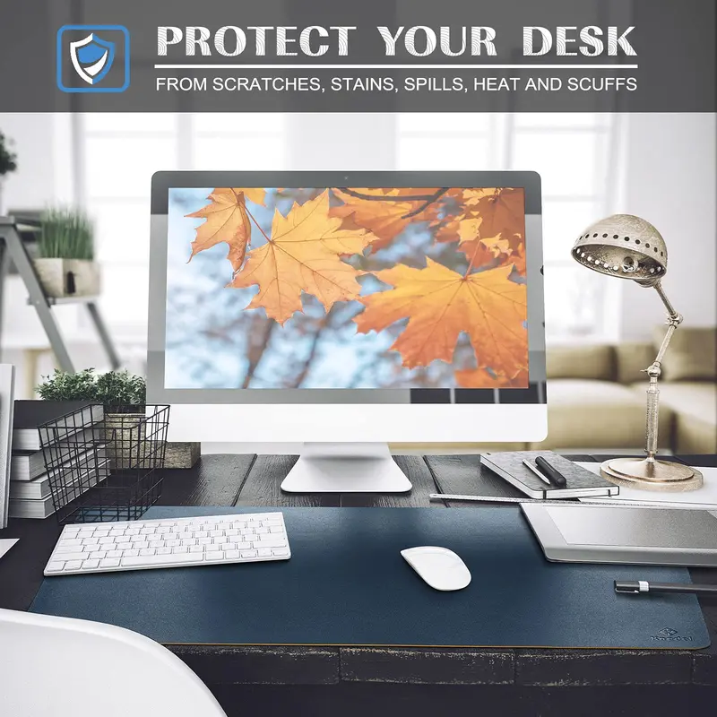 Large Office Leather Desk Mat, Mouse and Keyboard Pad, Computer and Laptop Mat, Desktop Protector and Cover, Writing Pad and Blotter 3