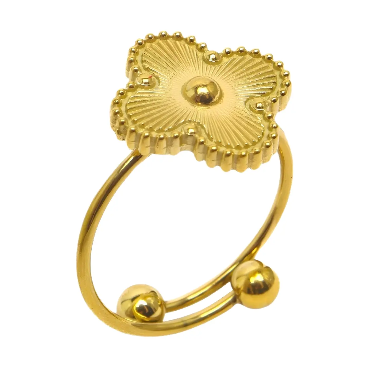 Cloverleaf Stainless Steel Gold Plated Hypoallergenic Ring for Women - Fashion Accessory