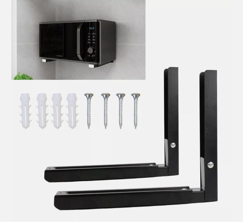 Product Introduction of Heavy Duty Adjustable Stretch Oven Shelf Microwave Bracket Wall Mounted Rack UK - Home Organizer Black 2