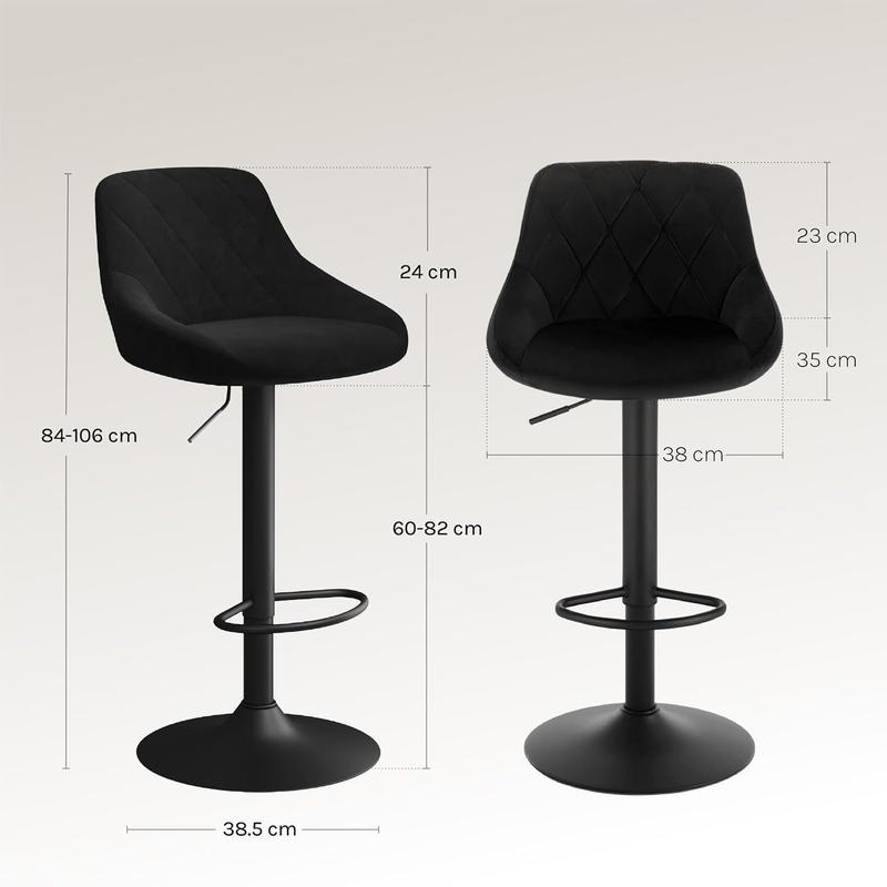 WOLTU Bar Stool Bar Chair Breakfast Dining Stool Chair for Kitchen Island Counter Velvet Exterior, Adjustable Swivel Gas Lift, Steel Footrest & Base, BH219sz-1 2