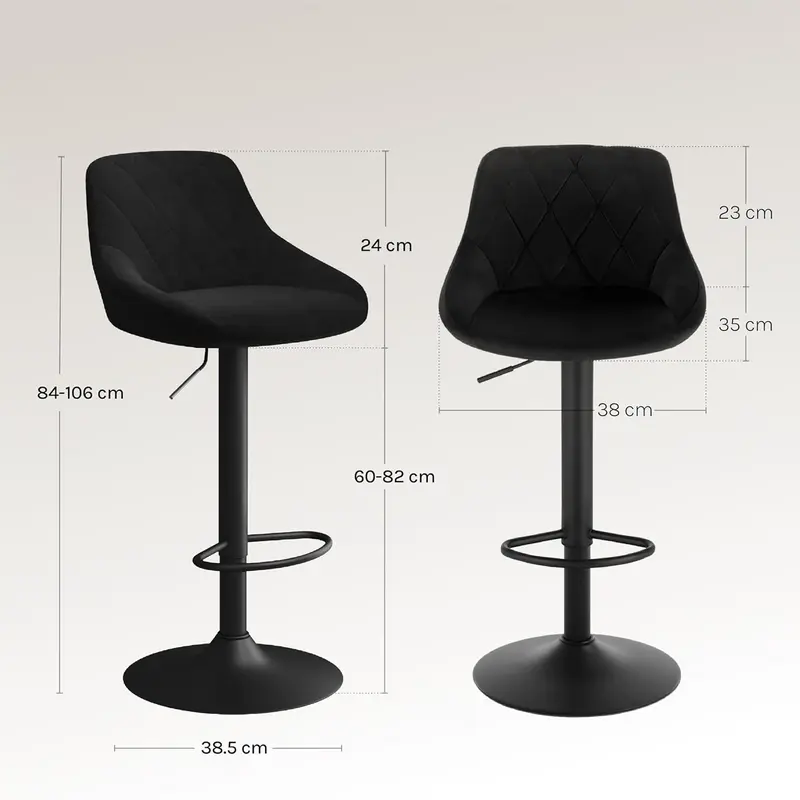 WOLTU Bar Stool Bar Chair Breakfast Dining Stool Chair for Kitchen Island Counter Velvet Exterior, Adjustable Swivel Gas Lift, Steel Footrest & Base, BH219sz-1 2