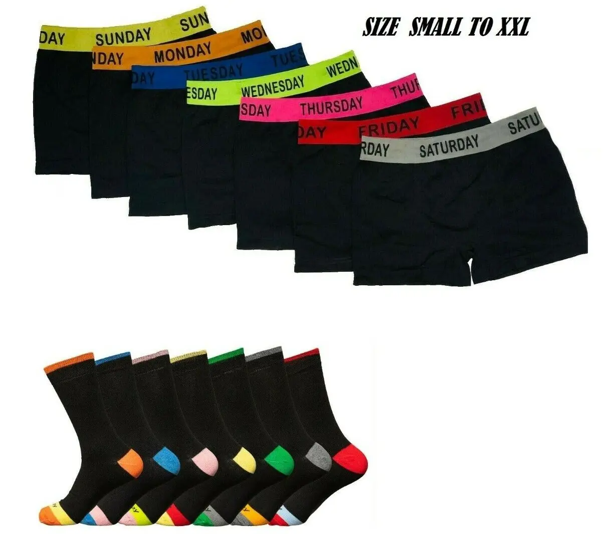 7 Days Men Classic Boxers Shorts Underwear Soft Ribbed Cotton Trunks + Socks Gift Polyester