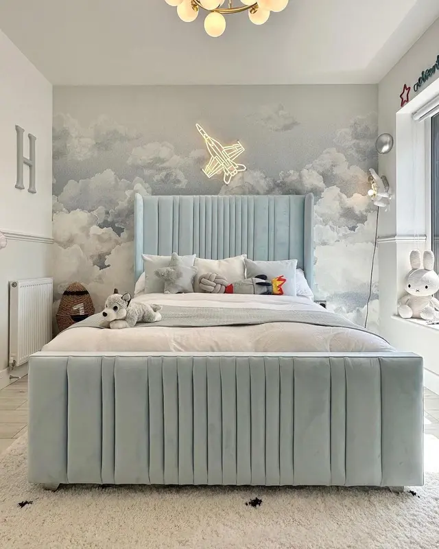 Aria Wing Back Bed With Matching Ottoman Box 4