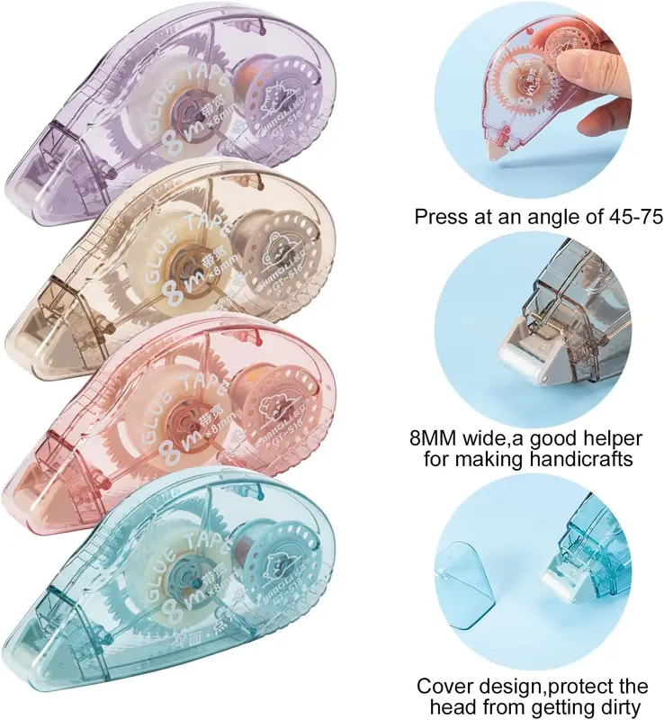 4 Pack Double Sided Tape Dispenser with Built-in Rollers for Scrapbooking, Cards, and Crafts 2