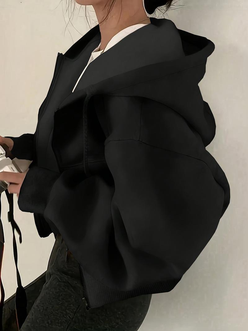 Product Introduction of Cozy Drop Shoulder Hoodie - Fashion Hoodies with Kangaroo Pocket, Casual Zipper Long Sleeve Drawstring Sweatshirt, Soft Women's Clothing for Everyday Wear 3