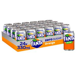 Fanta Orange Zero Sugar Multi Pack/PMP- Pack of 24 x 330ml - Sparkling Soda, Beverage