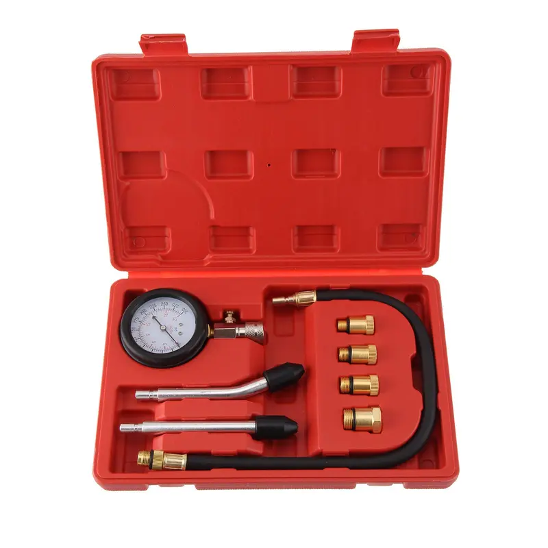 GoDyna Compression Tester Petrol Engine Compression Test Kit Automotive Petrol Pressure Gauge Diagnostic Tool with Plastic Case for Vehicles and Motorcycles 4