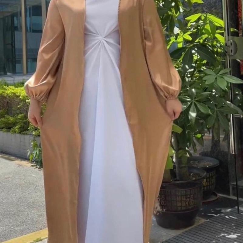 WAFA Collection Satin Open Abaya - Elegant and Silky Soft - Belt, Womenswear, Casual, Loose, Dress 6