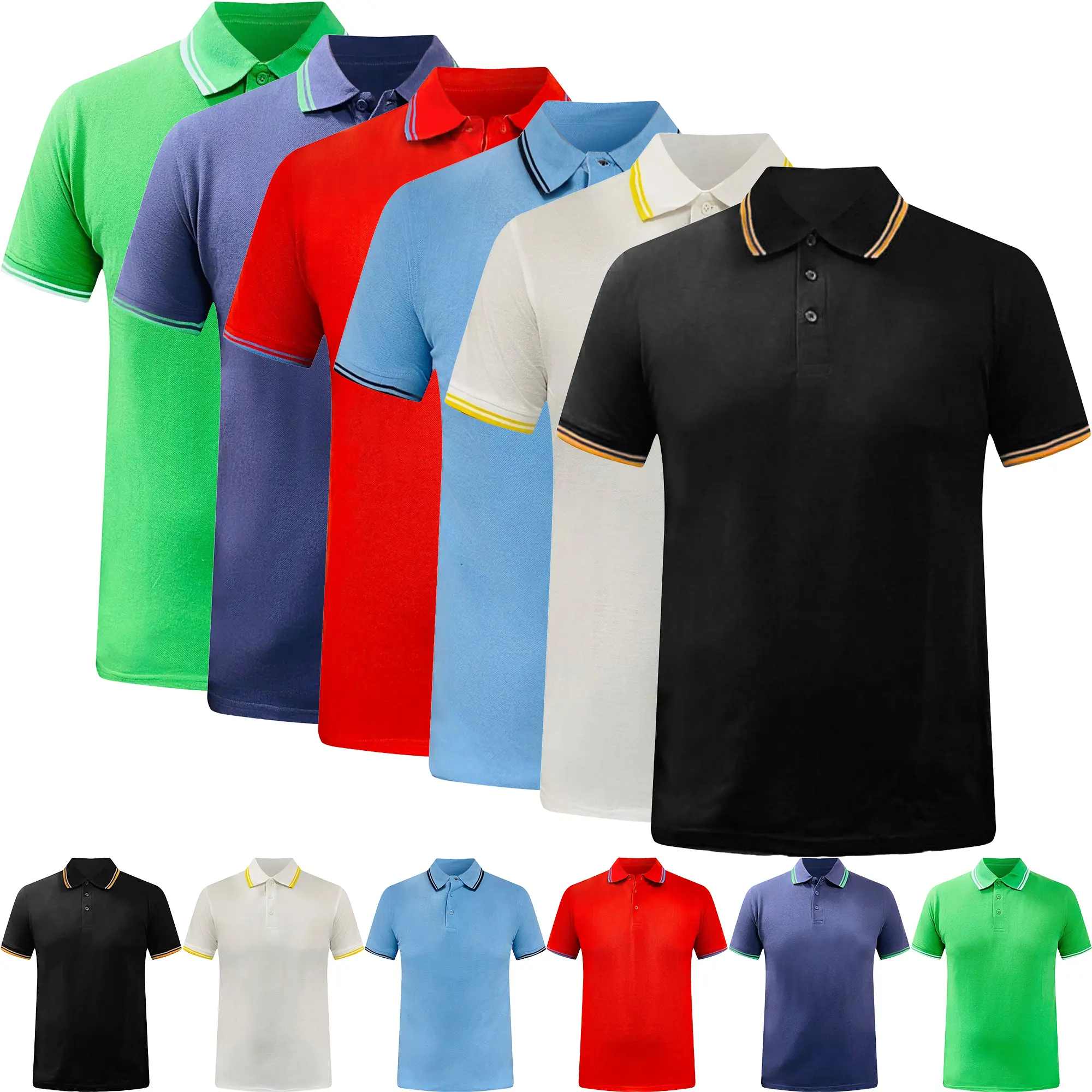2 PACK or SINGLE Mens Polo Shirt Tipping Collar Shirts Pique Tee 100% Cotton Golf Work Casual Menswear Coloured Polo