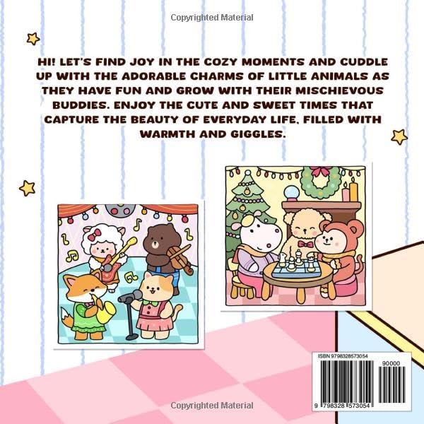 Hygge Vibes: Coloring Book for Adults and Kids with Cute and Easy Designs of Adorable Animals and Cozy Scenes, Bold and Simple Drawings for Relaxation and Stress Free 1