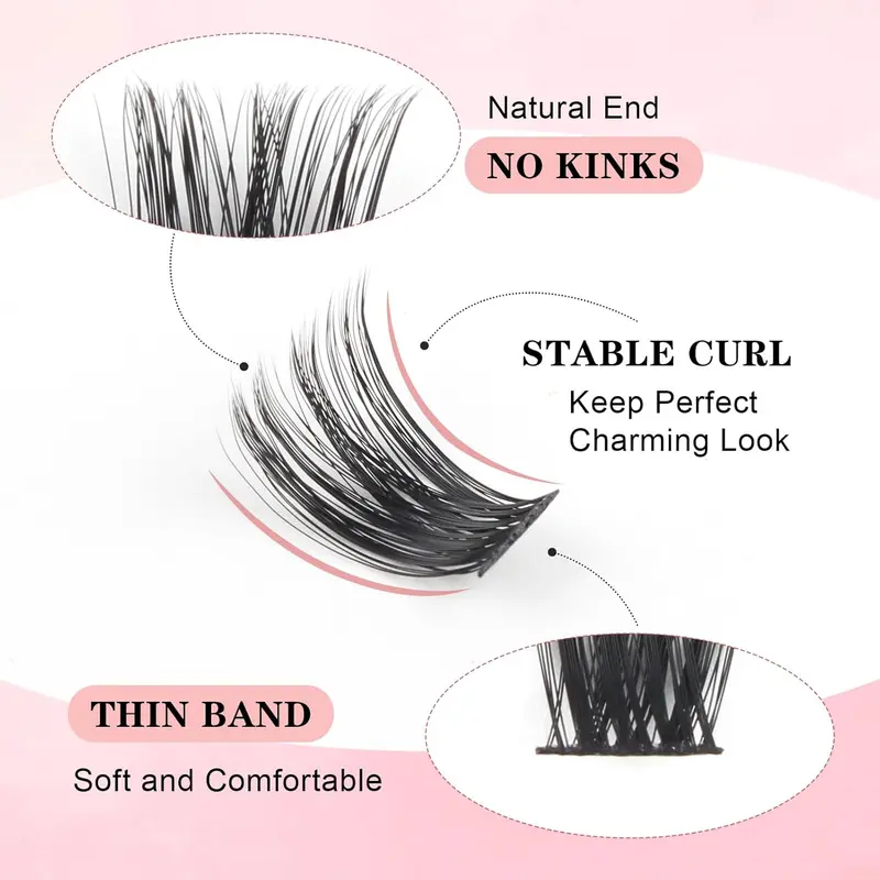 Glowingwin Individual Lashes Cluster Lashes Natural Look 10-16mm Mixed 72 Clusters Volume Reusable Eyelashes Individual DIY Lash Extensions At Home 4