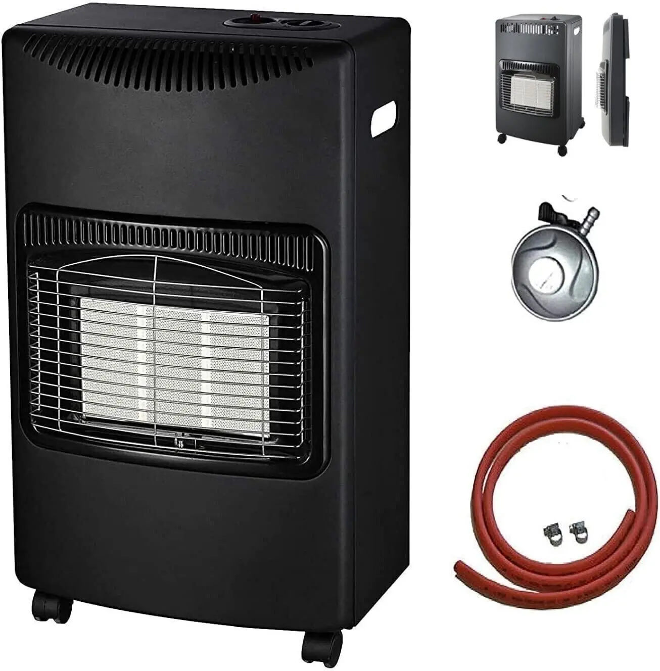 4.2KW CALOR GAS PORTABLE CABINET 3 HEAT WITH REGULATOR HOSE HEATER FIRE BUTANE