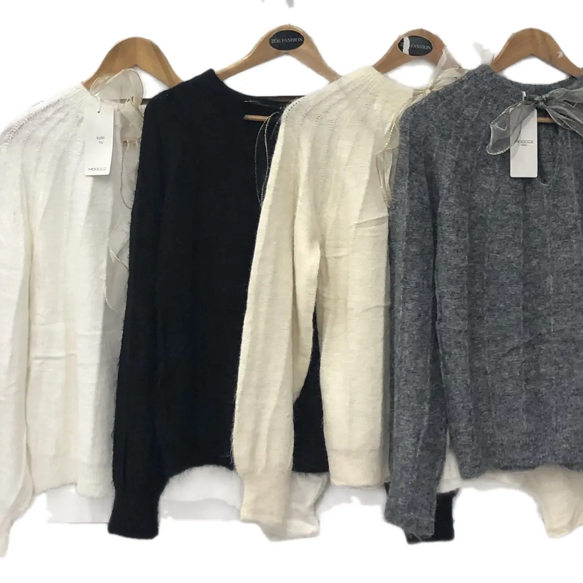 Lolita london ribbon soft jumper Long Sleeve Beige