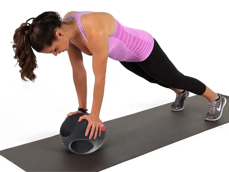 Sporteq Pro Medicine Ball - Strength Training Equipment for Core, Cardio Training - Workout Equipment with Double Handle Weighted Grip 5