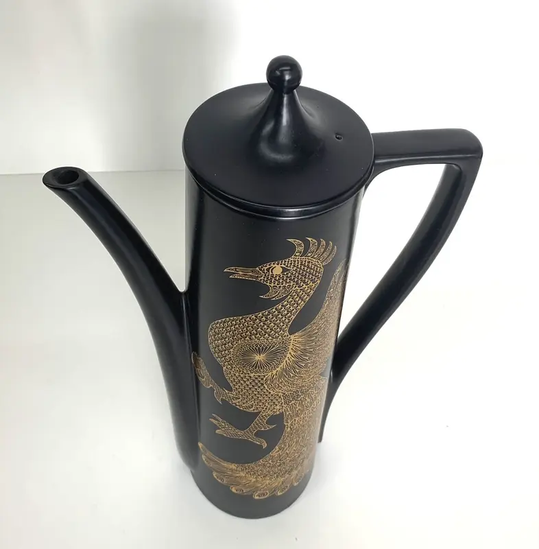Portmeirion Phoenix Six Piece Coffee Set in Black and Gold 3