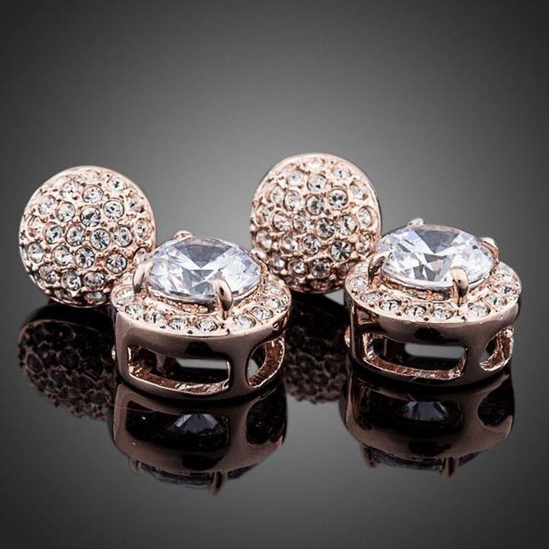 Free Next Day Delivery Round Cubic Zirconia & Rhinestone Drop Earrings 1