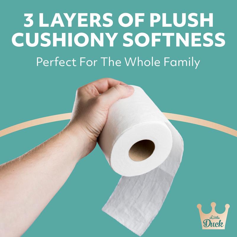 18 Rolls Little Duck Coconut Scented Quilted Bathroom Tissue - 3-Ply Luxury Toilet Paper - Soft, Strong, & Sustainable- Made in the UK 2