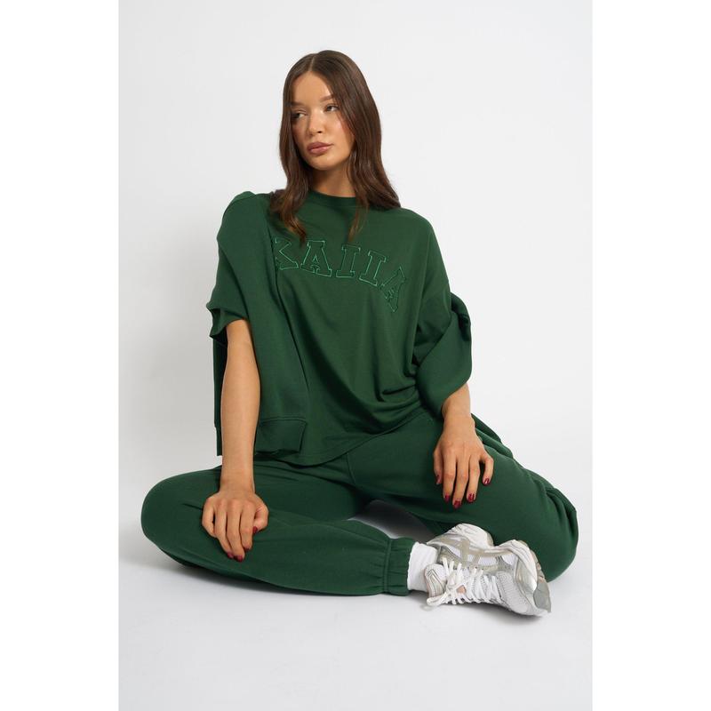Kaiia Logo Oversized T-Shirt Forest Green 3