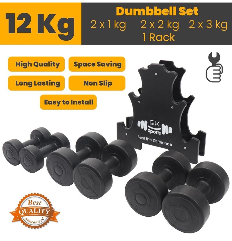 Product Introduction of FK Sports Dumbbells Set with Stand Rack - 12Kg - Weights Dumbbells Set for Women & Men - Lightweight & Durable - Home & Gym Exercise 4