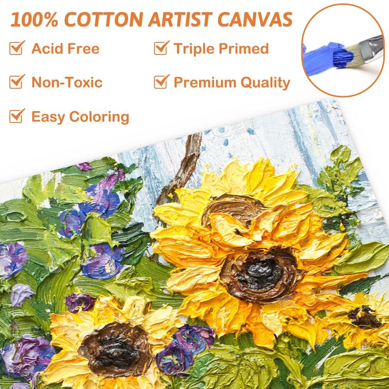 Koncci Canvas for Painting, Set of 10 Canvas Panels - 20x20cm, 20x25cm, A4(21x29.7cm), 100% Cotton Acid-Free Pre Stretched Canvas Board, Blank Painting Canvas for Art, Acrylic, Oil, Watercolor Paint 2