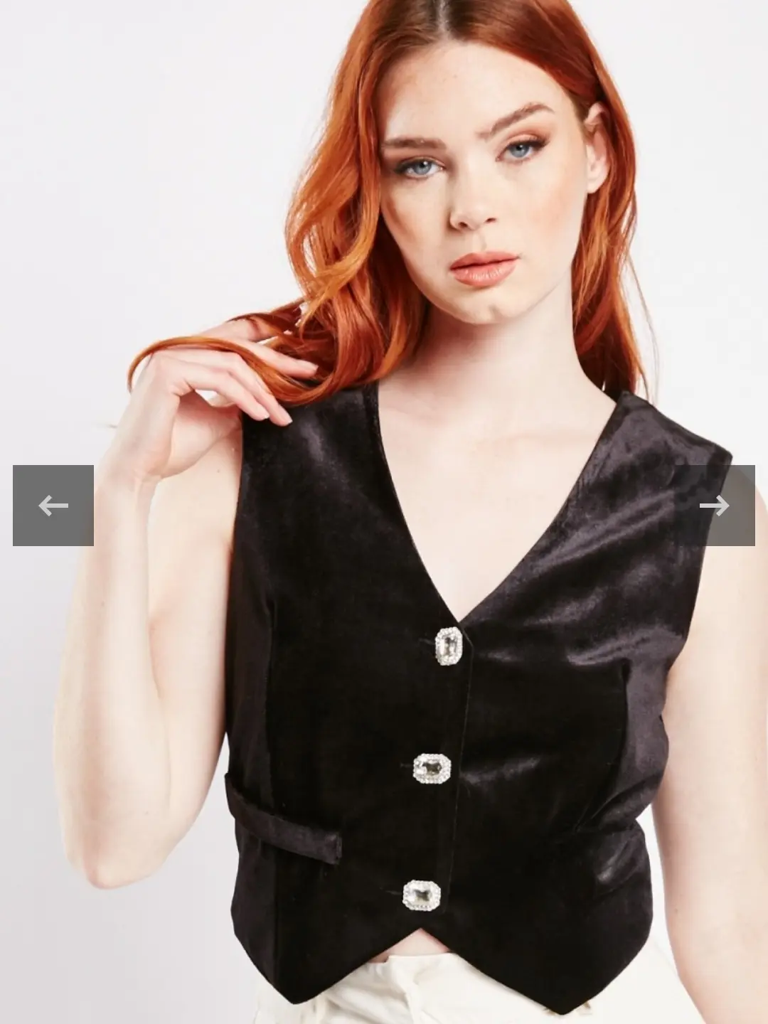 Black Rhinestone Velveteen Vest Minimalist Minimalist Comfort Vneck top Party Light Fit Casual Bling Fabric Womenswear Chic Everyday Style Evening