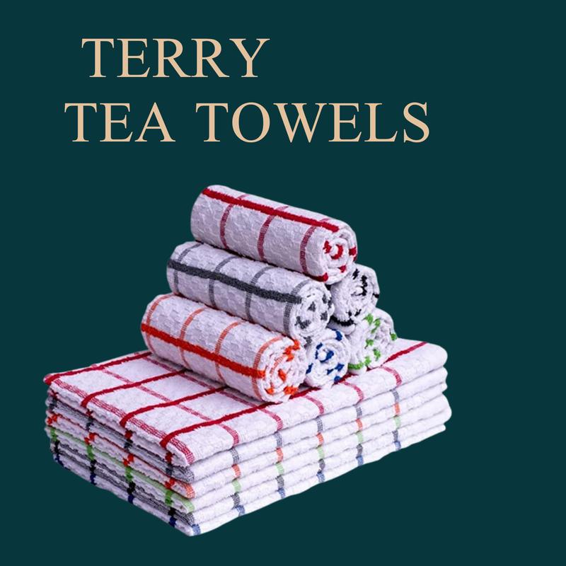 Product Introduction of Terry Tea Towels 100% Egyptian Cotton Kitchen Dish Towel Pack of 5 & 10 Highly Absorbent & Durable Soft Cloth Cleaning 6
