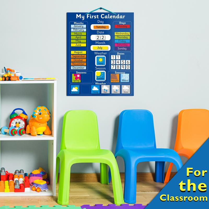 Interactive Children's Magnetic Learning Calendar - Blue- Fun Educational Tool for Time, Seasons, and Weather Awareness - 40x32 cm with Easy Hang Loop 5