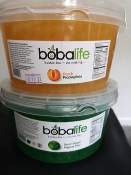 Product Review of 40 Servings of Fruity Popping Boba Party Size Tubs by Bobalife, (1.6kg with 5 x Reusable) Straws Fruit Juice Filled Boba Pearls for Bubble Tea, Iced Drinks, Desserts, Cocktails & Slush | Low Fat, Gluten-Free & Vegan from S**h P**n 0